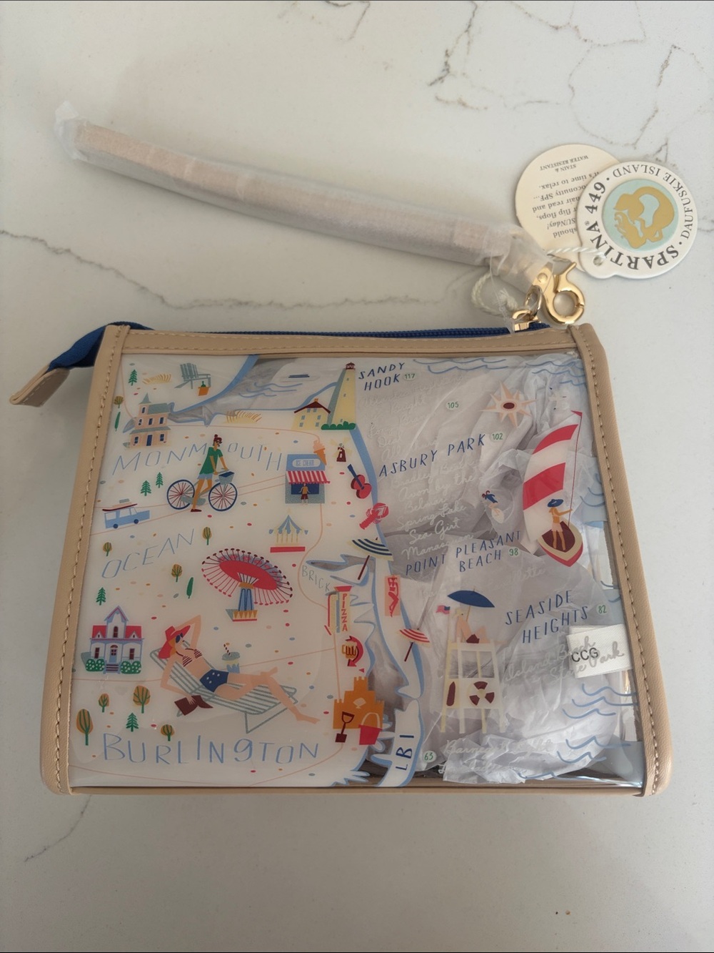 Spartina 449 Clear PVC Coastal Map Pouch with Beige Trim
New with tags! - Picture 2 of 4
